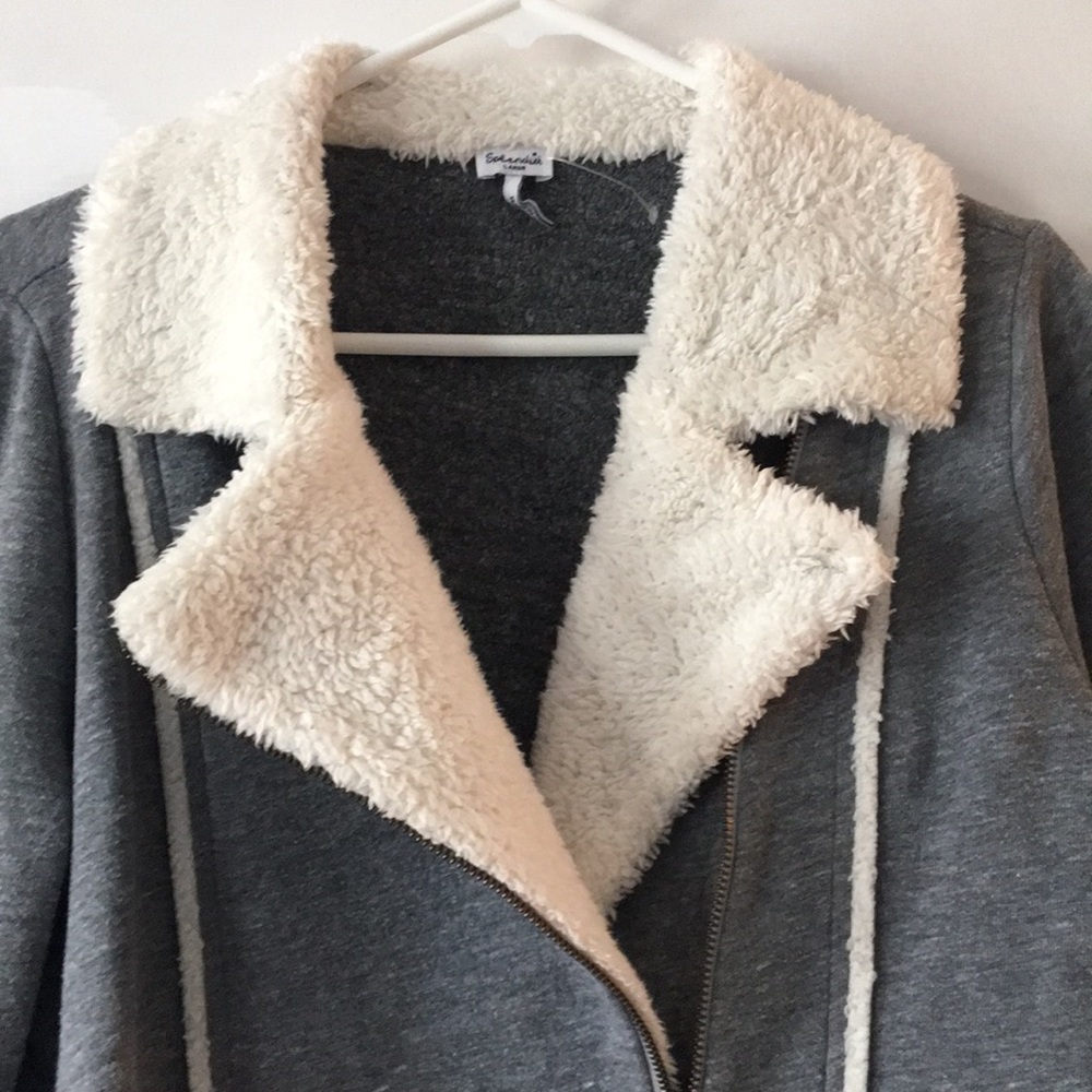 Splendid Grey Jacket with Sherpa Lapels